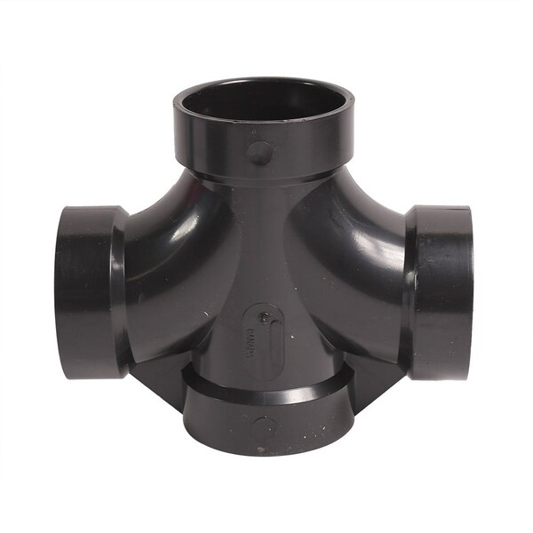 Thrifco Plumbing 2 Inch X 2 Inch X 1-1/2 Inch X 1-1/2 Inch ABS Double Sanitary Tee 6792188 - main
